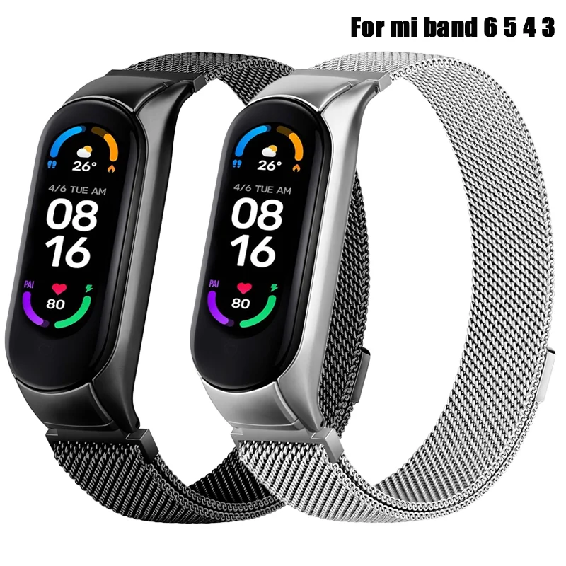 

Strap For Xiaomi Mi Band 6 5 4 Wrist Magnetic Metal Bracelet Stainless Steel Pulseira MIband for mi band 6 5 4 3 Wristband
