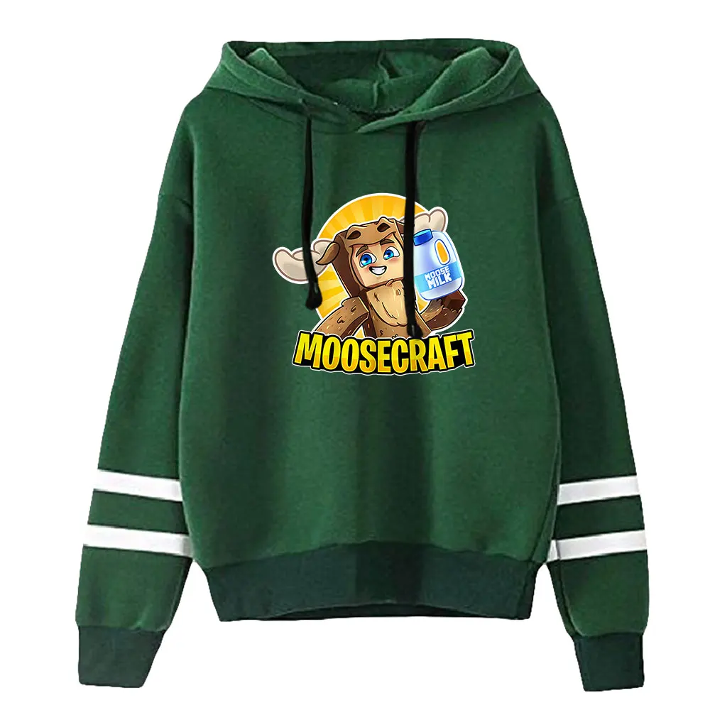 MooseCraft Hoodie Unisex Pocketless Parallel Bars Sleeve Sweatshirt Men Women Hooded Pullover Casual Style Clothes