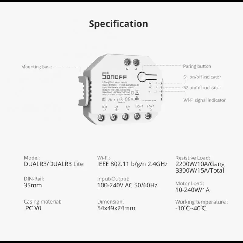 Умный выключатель SONOFF DUALR3/R3 Lite двухклавишный релейный модуль сделай сам с Wi-Fi и
