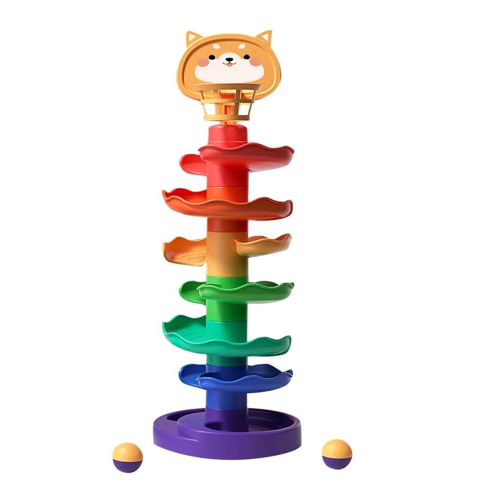 

Drop Swirling Tower: Drop And Roll Colorful Run With 2 Balls Development Educational Toys For Toddlers