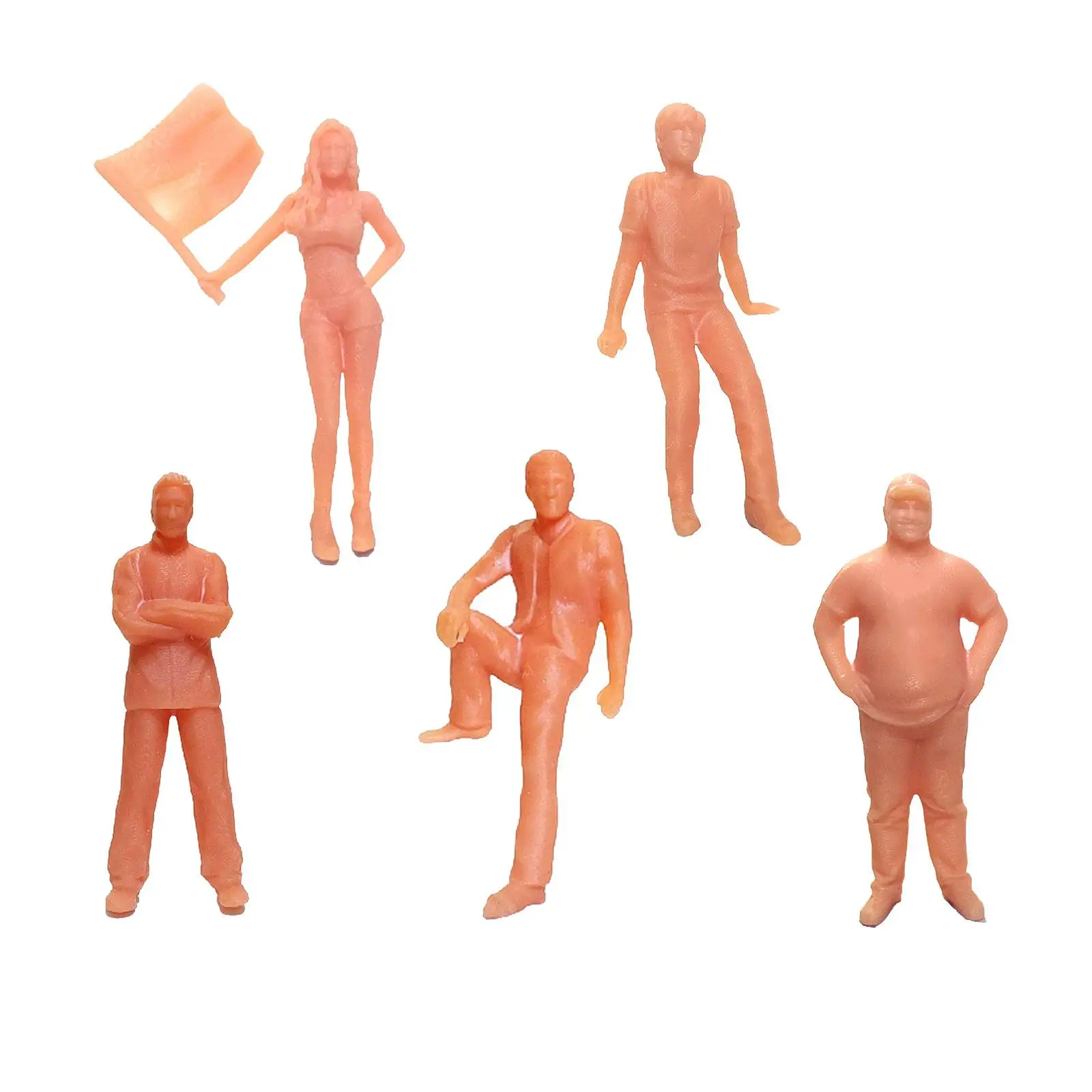 

5 Pieces 1/64 Scale People Figure Set Unpainted Figures Miniature People for Sand Table