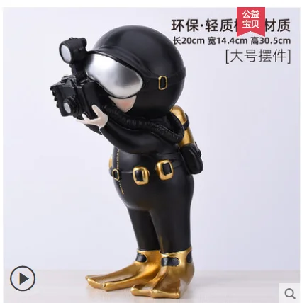 

Мультяшная креативная модель украшения для дайвера, домашнее украшение ручной работы, настольное украшение для гостиной, винный шкаф, укра...