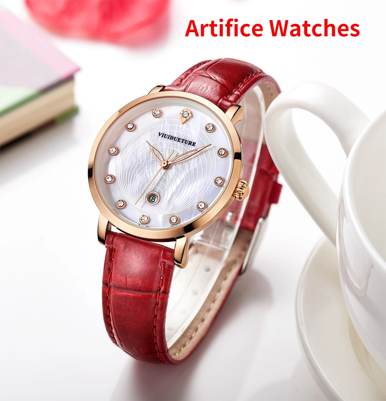 

New small woman style ladies watch leather strap non-mechanical women's watch calendar case real brick women's watch