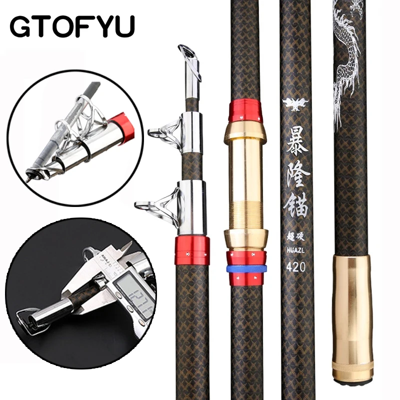 Enlarge Telescopic Surf Spinning Rod 2.1-4.5M Carbon Fishing Rod 20kg above Superhard Long Distance Throwing shot Rod Sea Boat Pole