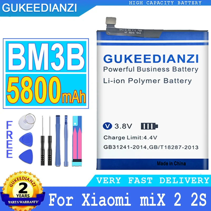 

Аккумулятор GUKEEDIANZI BM3B на 5800 мач для Xiaomi Mi Mix 2, 2S II, 5,99 дюйма, MIX2 Mix2S, аккумуляторные батареи + Бесплатные инструменты