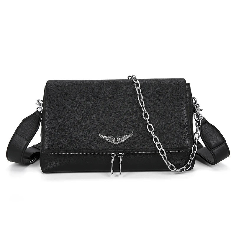 new bag for womens shoulder bags woman leather personality wings decorated chain messenger bag womens bag fashionable purses free global shipping