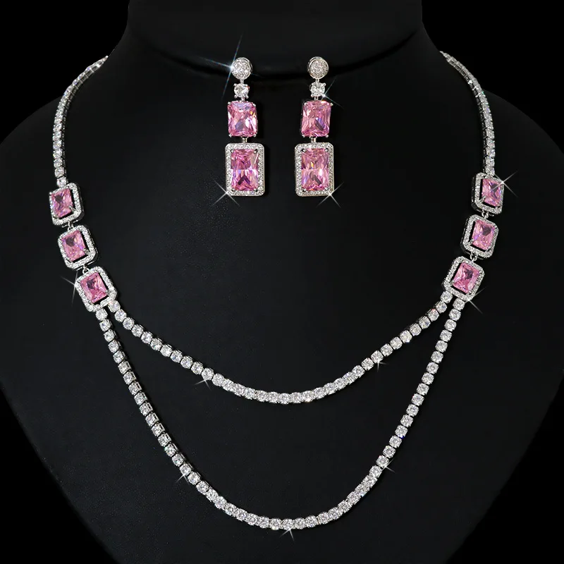 

zirconia jewelry set high quality Luxury Wedding Bridal Jewelry Set Necklace and Earring Det for Bride Jewelry Sets Wedding