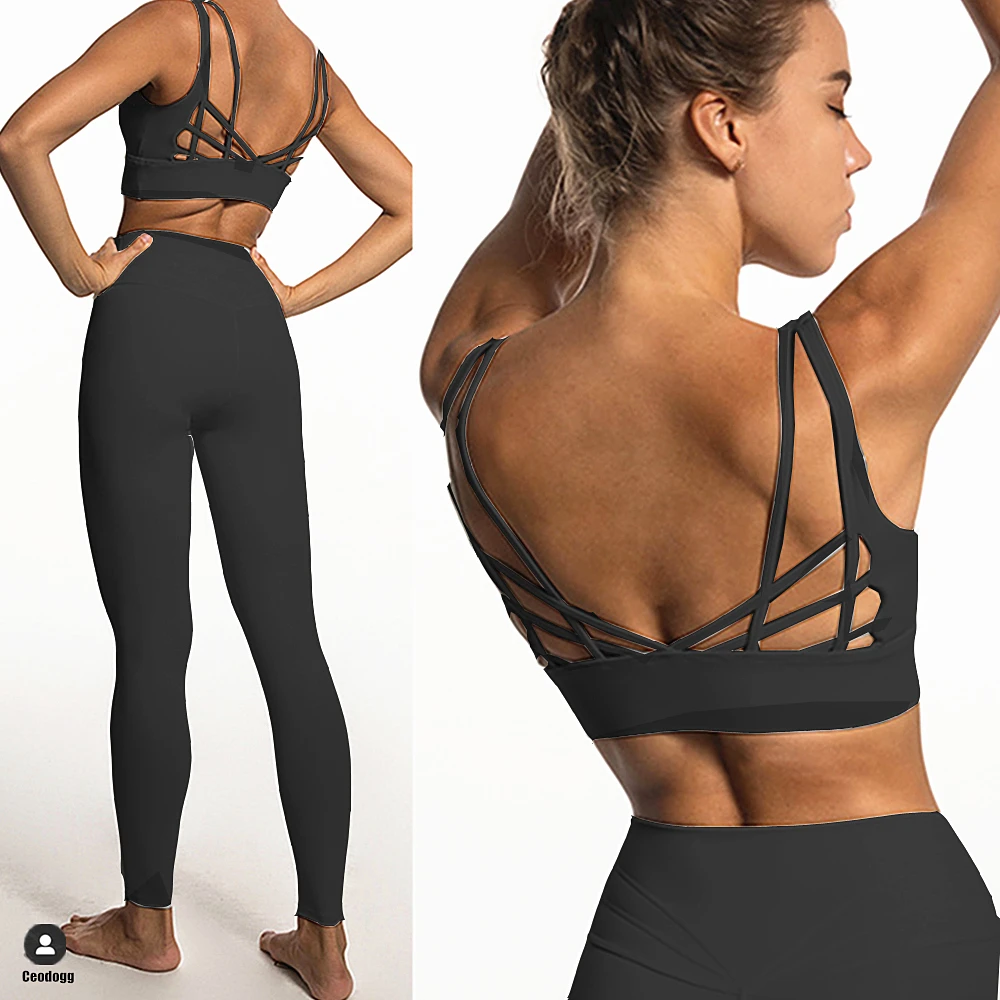 2023 Summer Butterfly Back Yoga Set Women Leggings Running Yoga Suits Sportswear High Waist Fitness Sports Set Gym Suit New