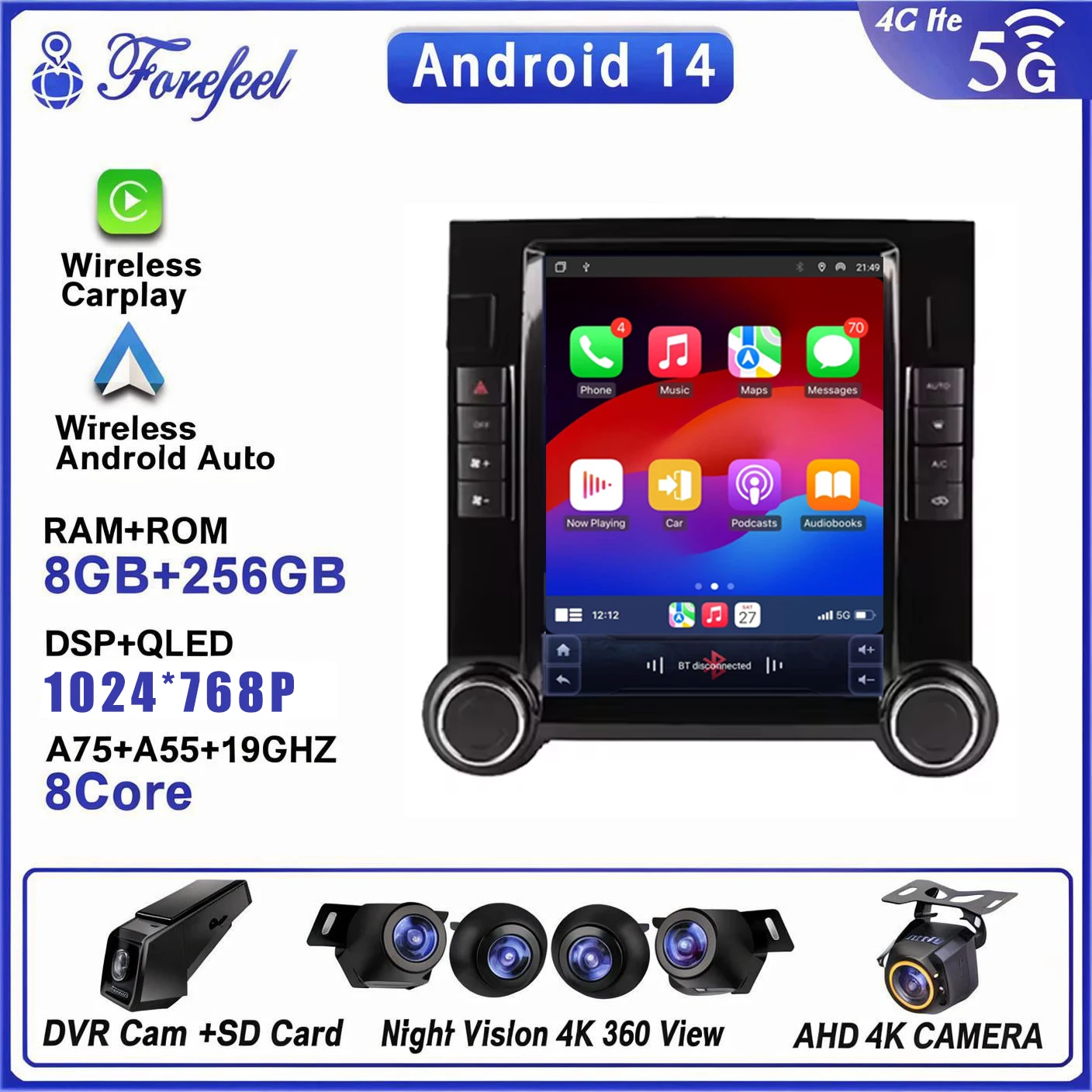 Фото Автомагнитола Android 16 с экраном 9,7 дюйма для VW Touareg 2002-2010, DSP, CarPlay, GPS-навигация, видео, 4G LTE, DVD, видеорегистратор №1