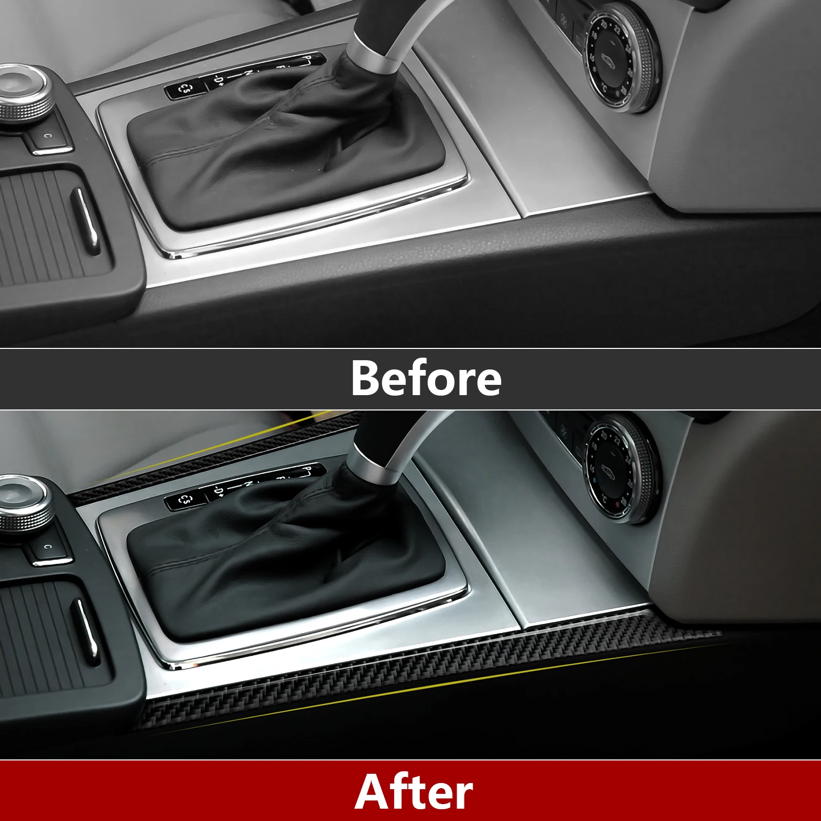 Фото Для Mercedes-Benz C-Class W204 S204 C204 боковые декоративные полосы на центральной консоли автомобиля, аксессуары для внутренней наклейки из углеродного волокна №3