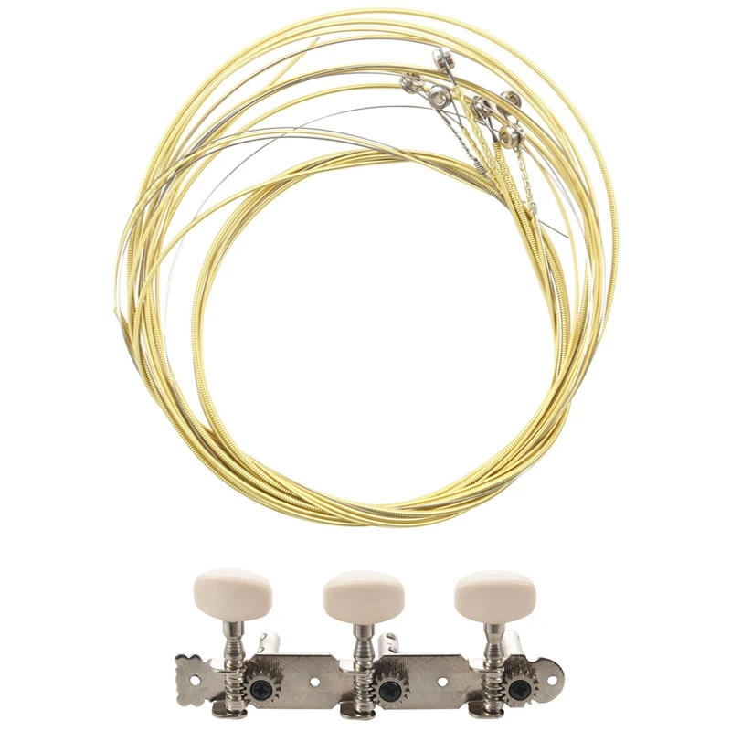 

Replacement 6 Pcs A406 Steel Strings Set With 2Pcs Acoustic Classic Guitar Set Tuning Pegs Keys Machine Heads Tuners