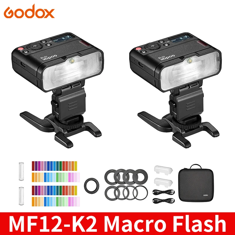 

Godox MF12 K2 Macro Flash Color Light 2.4GHz Wireless X System TTL Flash Speedlite For Nikon Canon Sony FUJIFILM Olympus Camera