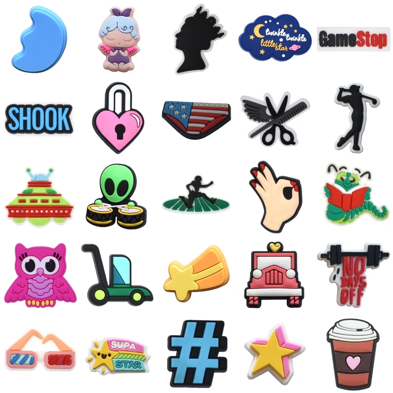 

Boy Girl Women Charm Packs Decorations for Crocs Para Pins Shoes Accessories Gifts Set Jeans Shoe Charms Kids Men Wholesale Bulk
