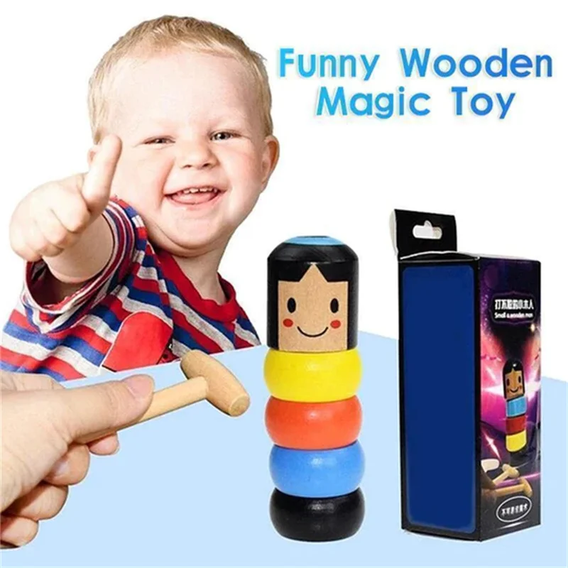 

Unbreakable Wooden Man Funny Immortal Daruma Magic Toy Magic Tricks Close Up Street Stage Magic Props Fun Toy Accessory