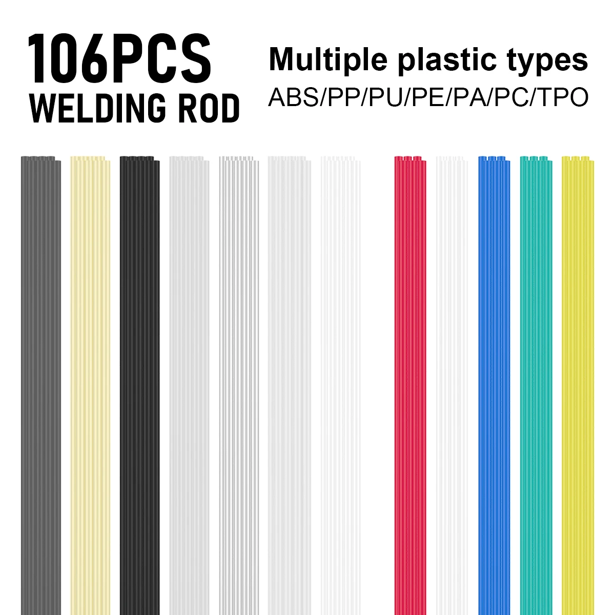 

106pcs Plastic Welding Rods with Reinforced Stainless Steel Mesh PC PP ABS PE TPO PA PC Moisture Resistant Colorful Plastic