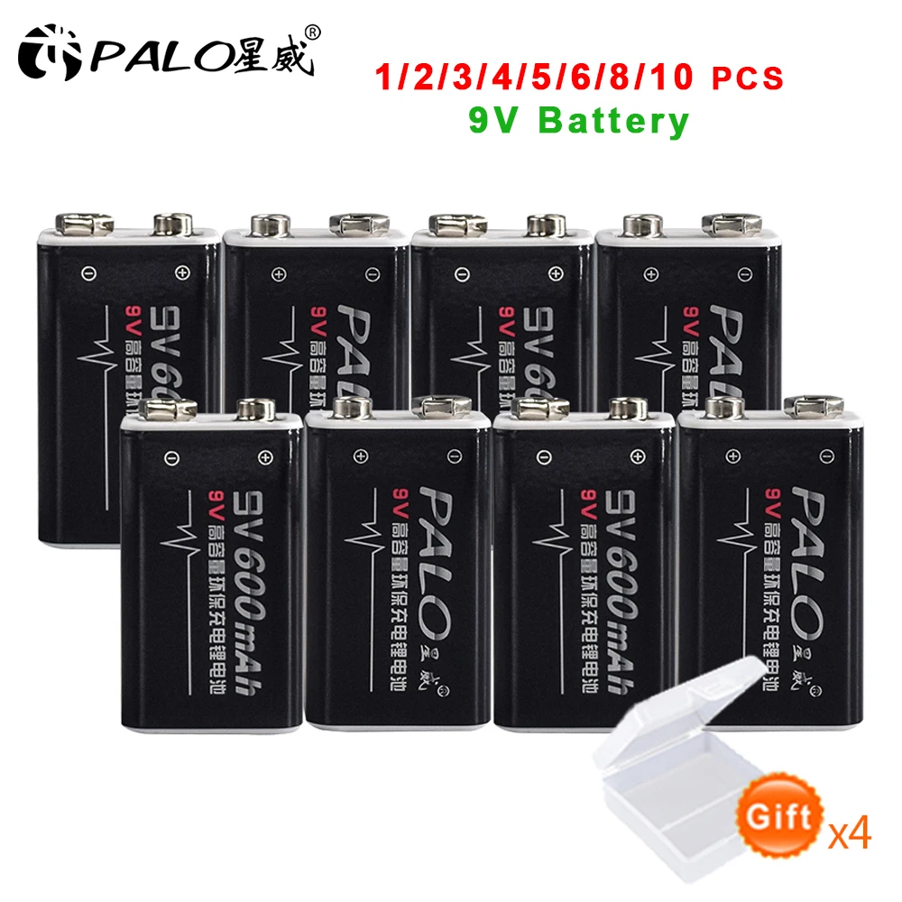9V Rechargeable Battery Lithium Li-ion 9 Volt 6F22 9V Crown Battery for Multimeter KTV Microphone Metal Detector Guita