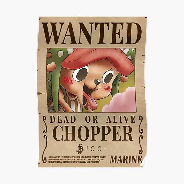 

Tony Chopper Wanted Poster Funny Home Picture Art Room Painting Vintage Print Mural Modern Decoration Decor Wall No Frame