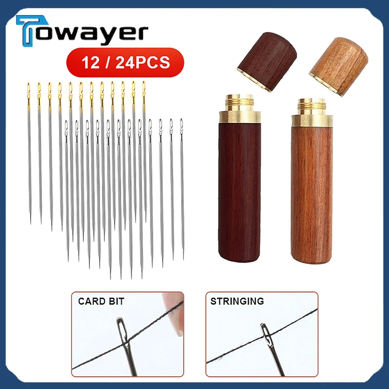 

12/24Pcs Sewing Needles Elderly Needle-Side Hole Hand Household Sewing Stainless Steel Sewing Needless Threading Clothes Sewing