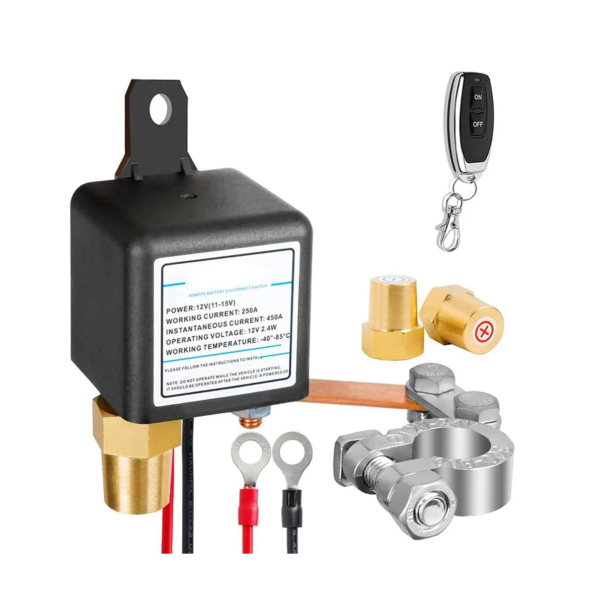 

12V 250A Universal Battery Switch Relay Integrated Wireless Remote Control Disconnect Cut Off Isolator Switch 1 Remote