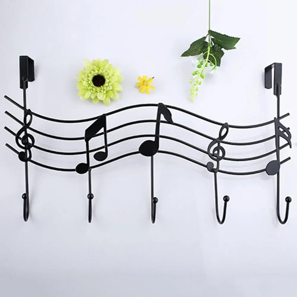 

Wavy Musical Notes 5 Hooks Wall Mounted Coat Rack Clothes Door Hanger Elegant Finish Simple Design Decorative Household