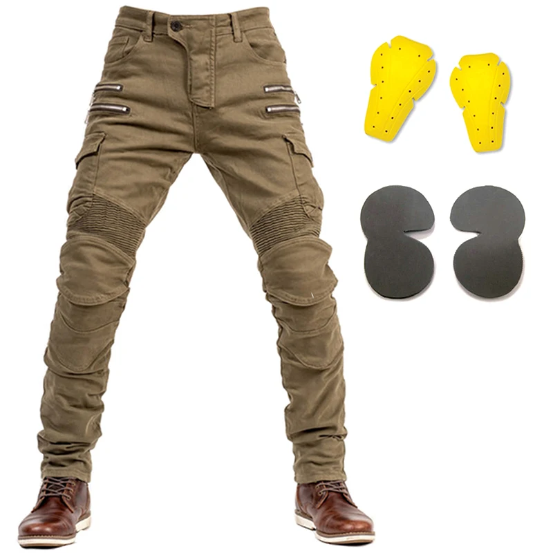 LOMENG Motorcycle Riding Pants Motorbike Motocross Cycling Jeans Safety CE knee Hip Removable Armored All Seasons for Men LM07