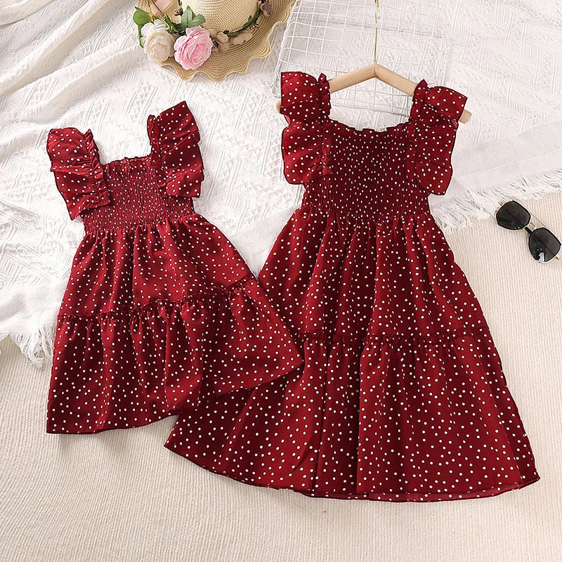 

Baby Girl Dress Summer Baby Girl Clothes Kids Girl Dress Fashion Lace Sleeve Polka Dots Princess Dress Kids Clothing 1-12Y