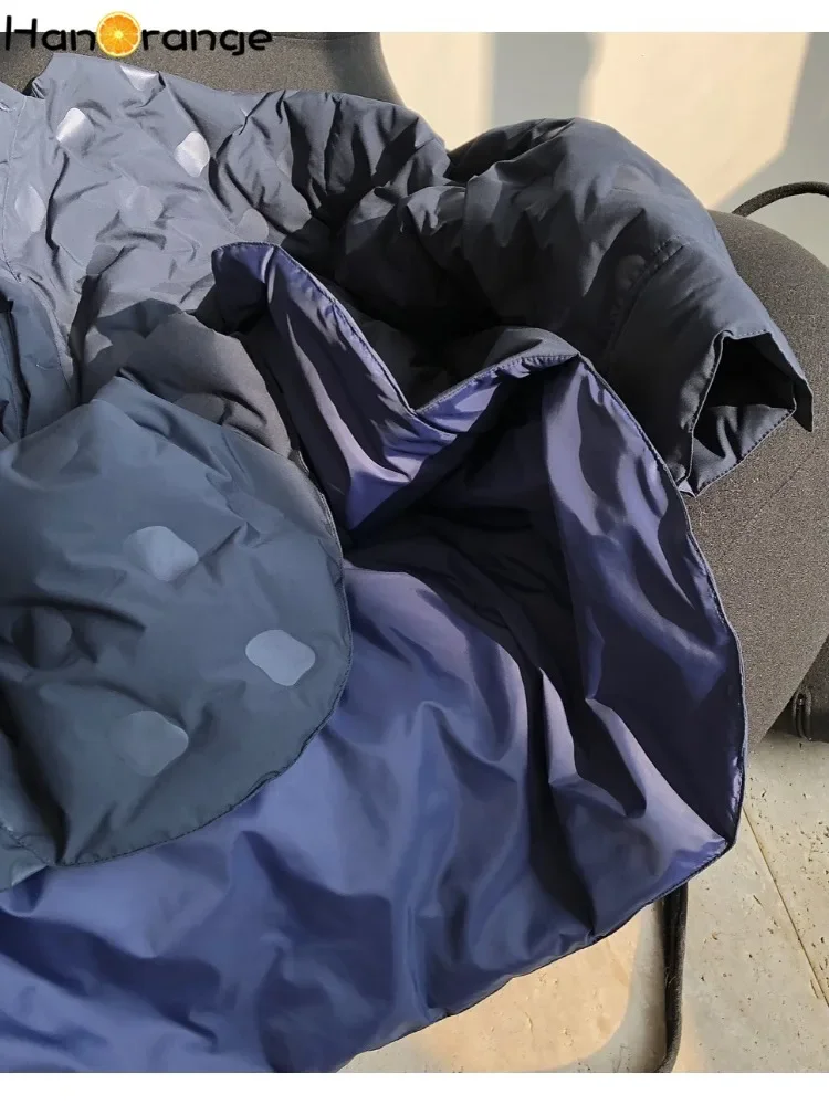 HanOrange 2024 зимняя рубашка с рельефным силуэтом и круглым вырезом парки женская