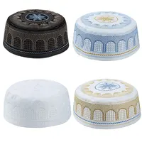 Muslim Men Prayer Caps Embroidery Cotton Leisure Islamic Hat Saudi Arabia India Bonnet Musulman Islamic Clothing Accessories 2