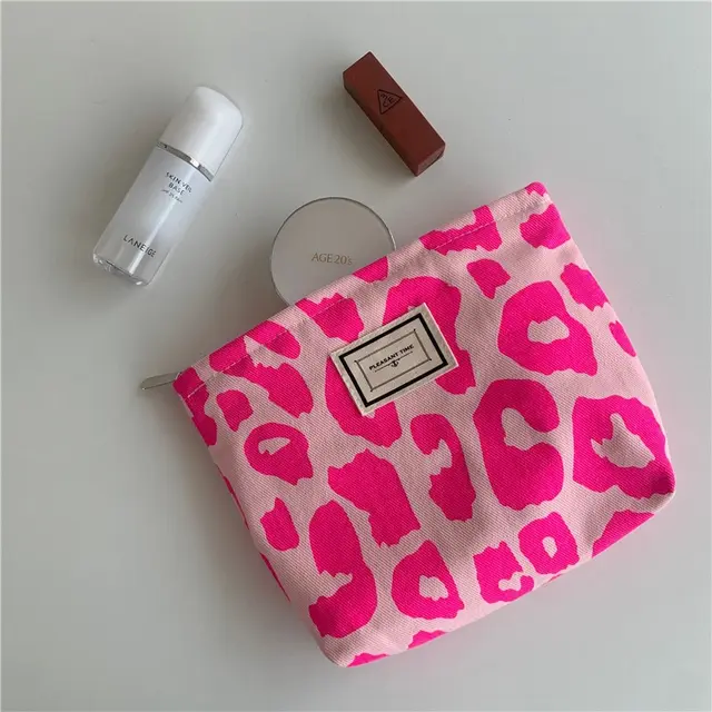 Женская косметичка с розовым леопардовым принтом, Ретро цветок, женскаямаленький кошелек-клатч, дорожные сумки для школьниц, сумки для хранениякарандашей