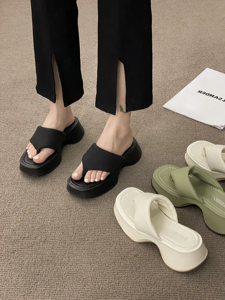 

Шлепанцы женские резиновые на платформе, пляжная обувь, домашние тапочки, роскошные сланцы, Летние Гавайские Дизайнерские на плоской подошве, F, 2023