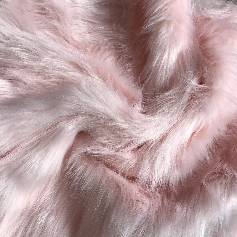 

1100g/m Pink White Thickened Fur Plush Fabric Soft Imitation Long Fox Fur Fabric High Quality Faux Fur Fabric For Coat Toys Bags