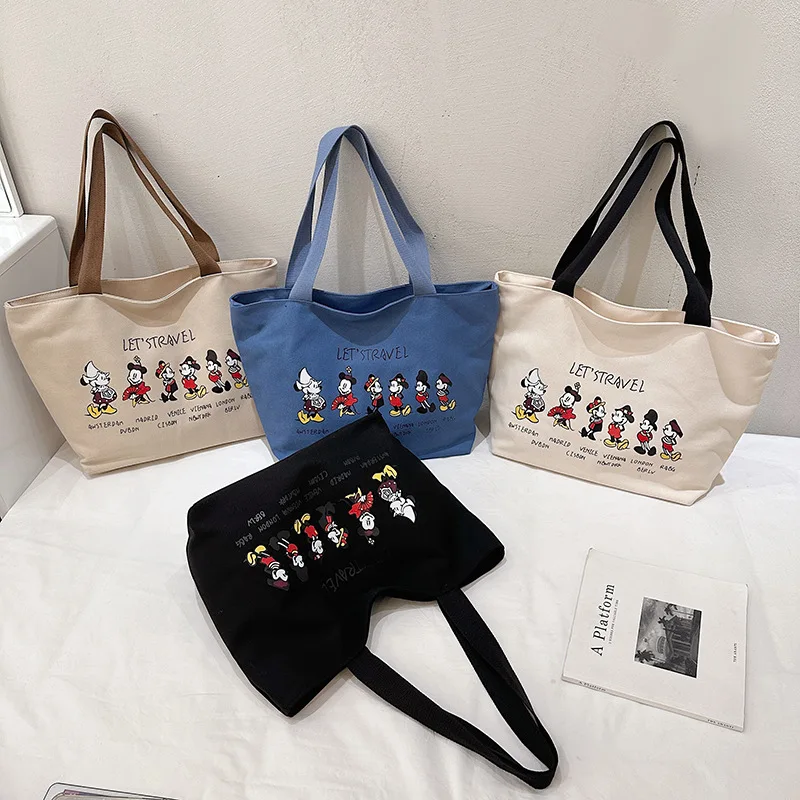 

Милая мультяшная сумка на плечо Kawaii Disney, Холщовая Сумка, модная женская сумка, сумка-тоут, Студенческая вместительная сумка для покупок