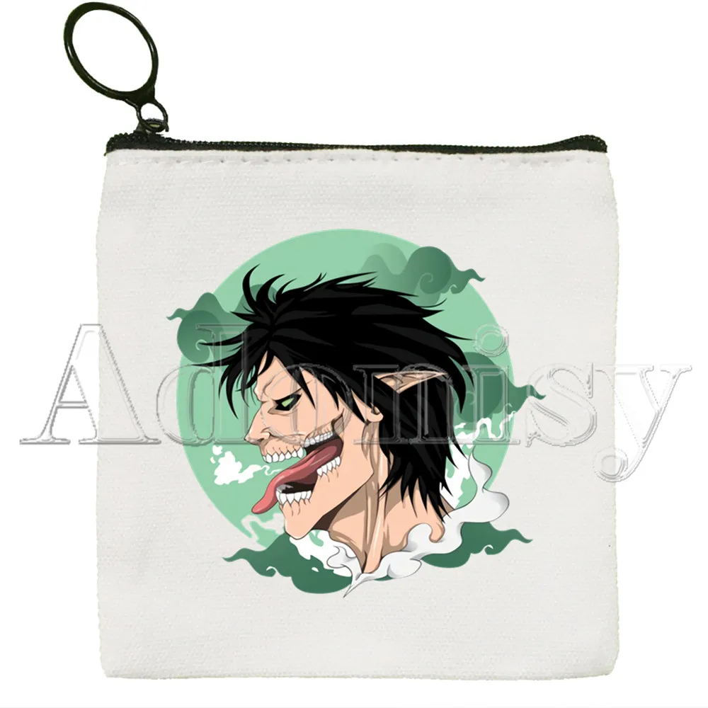 Attack on Titan Design Aesthetic Small Square Bag Coin Purse Storage Small Bag Card Bag Key Bag Coin Clutch Bag Zipper Key Bag