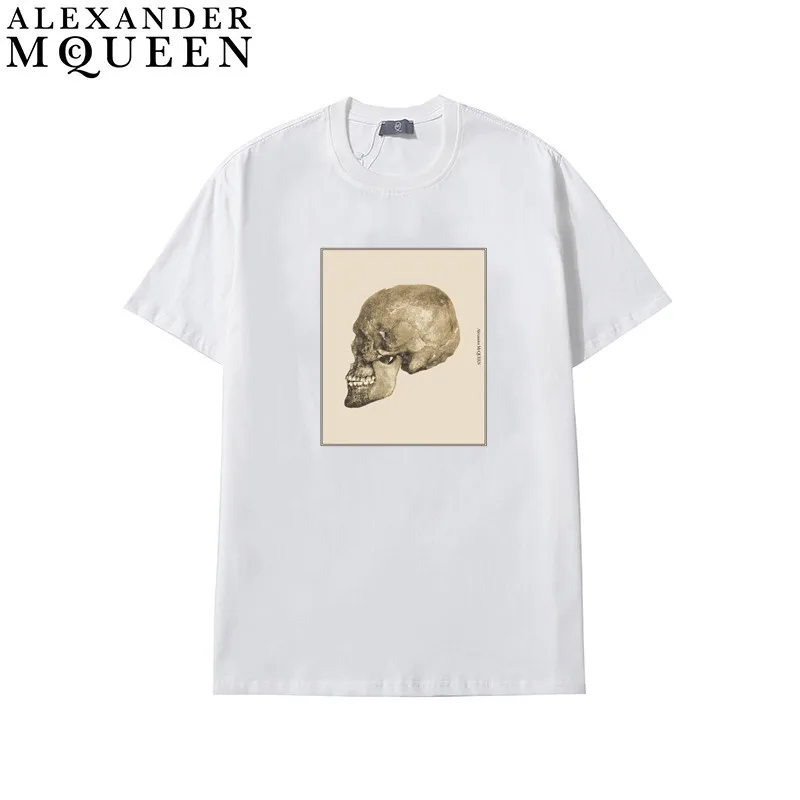 

MCQUEEN Tees Men's and Women's Unisex Skeleton Printed Round Neck Short Sleeve All-match T-shirt