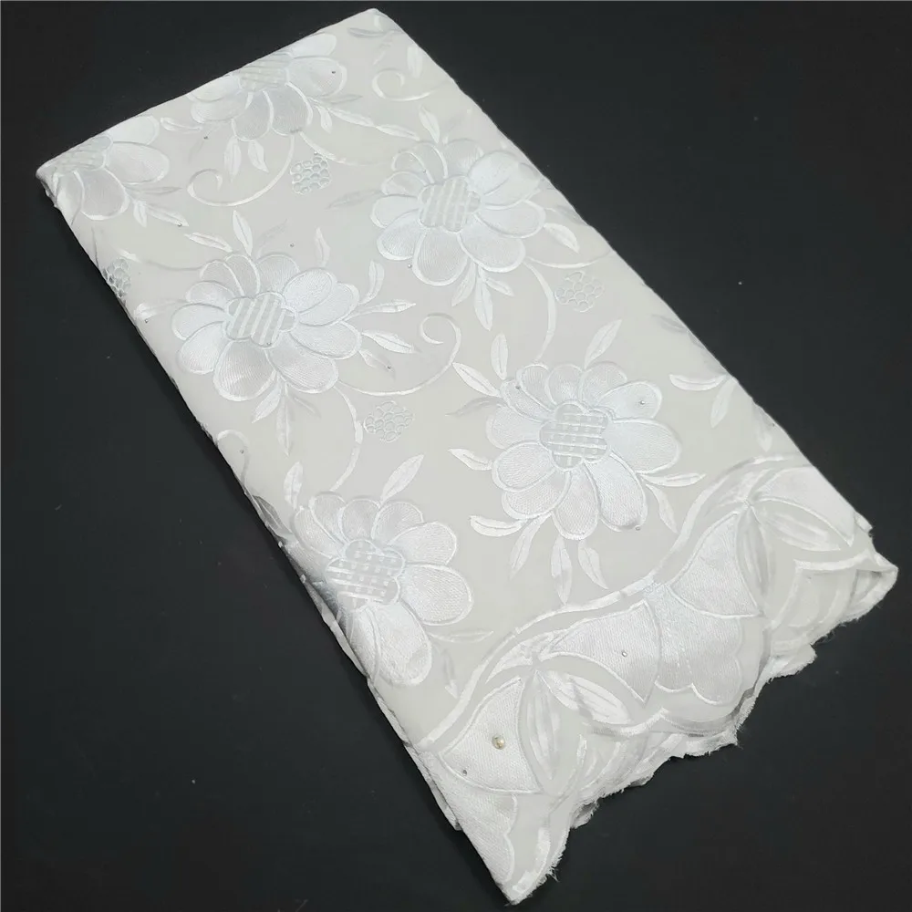 

Newest 100% Cotton Fabric White High End Pattern Fabric Size 5 Nigerian Cotton Fabric Elegant Ladies Party Dress Sewing A029