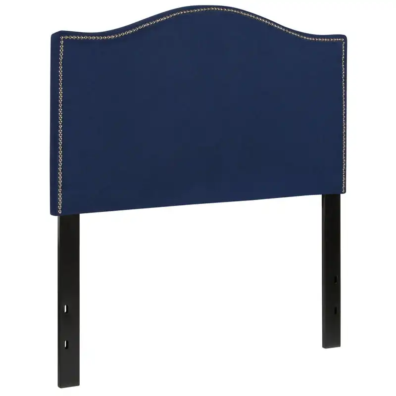 

Lexington Upholstered Twin Size Headboard with Accent Nail Trim in Navy Fabric