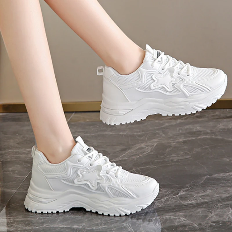 Женские сетчатые Туфли с круглым носком летние дышащие удобные спортивные туфли