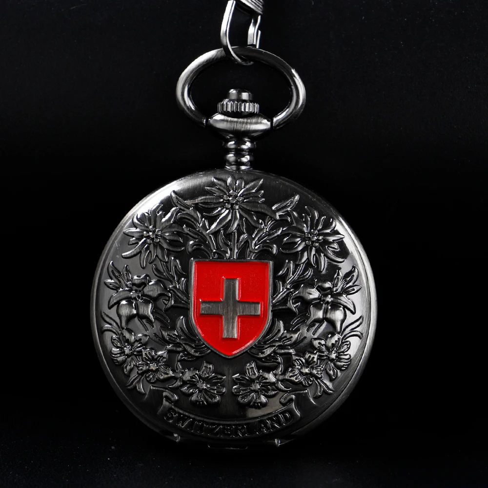 Retro Cross Emblem Printed Mechanical Pocket Watch High Quality Unisex Necklace Time Pendant Men's and Women's Gift Relagio