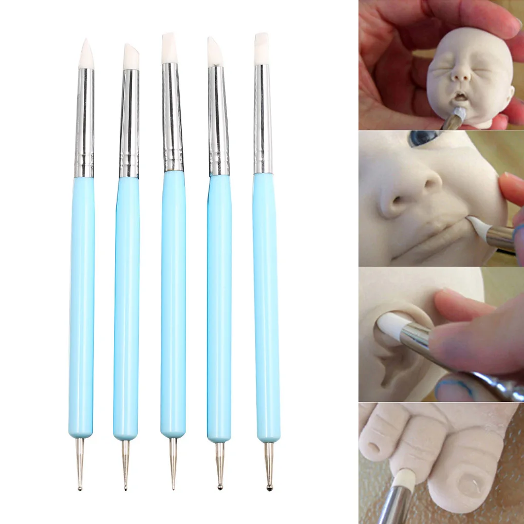 

5Pcs/Lot Double-ended Dotting Tools Set Nail Art Embossing Tools Pottery Craft Art Silicone Brushes Pottery Clay Tool