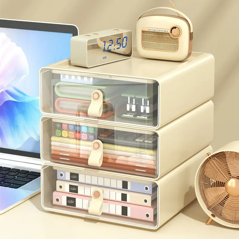 

Transparentdesktopstorage boxlight luxuryhigh appearanceplasticmultifunctionalbookandcosmetics sorting, drawer style storage box