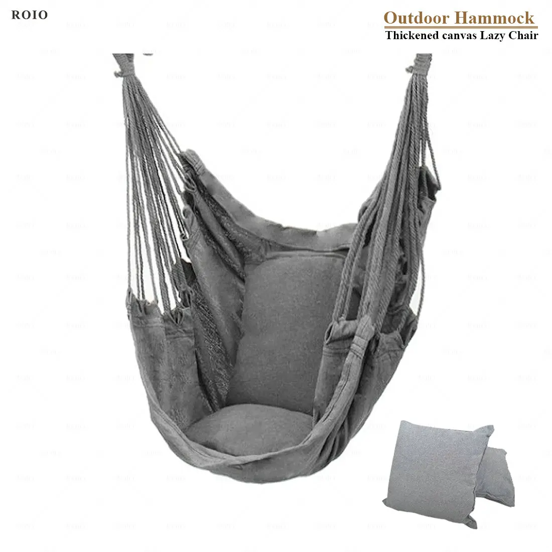 Outdoor Hammock Thicken Chair Hanging Portable Relaxation Canvas Swing Steady Seat Travel Camping Lazy Chair with Pillow