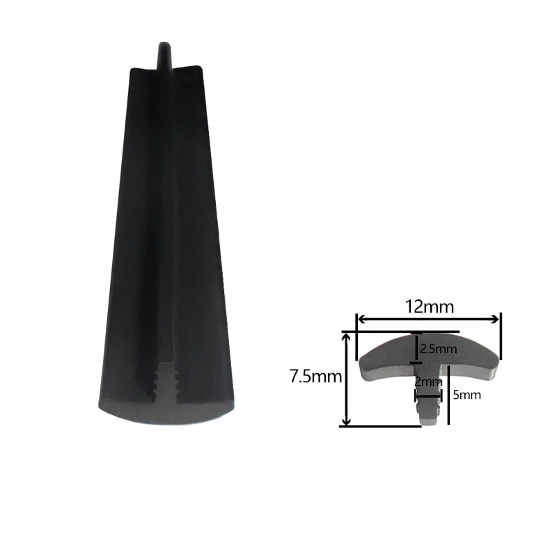 Rubber T Strip Glass Metal Wood Panel Edge Encloser Shield Car Cable Cover Solar Photovoltaic Sealing 12x7.5mm Black