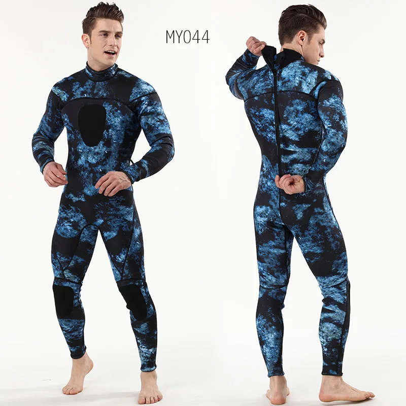 Mens Wetsuit  Neoprene 3mm Camouflage OnePiece Diving Suit  with Chest Pad for Scuba Freediving  Cold Water Swimming Durable