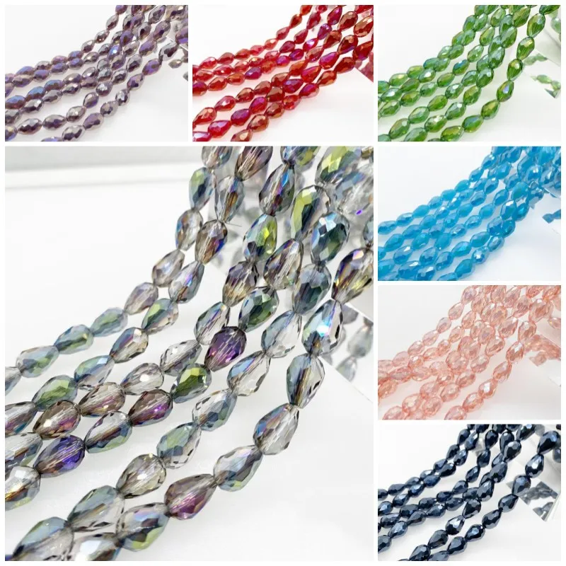 

3/4/6/8/10mm Spacer Water Drop Beads AB Shine Glass Crystal Loose Beads Jewelry Making DIY Bracelets Necklace