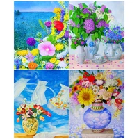 photocustom coloring by number flower in vase diy frame room wall art pictures by number flowers handpainted for adults home dec