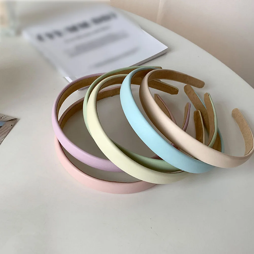 

French Elegance Solid Color Hair Bands for Women Wide Side Headwear PU Headbands Girls Hair Accessories Hoop Bezel