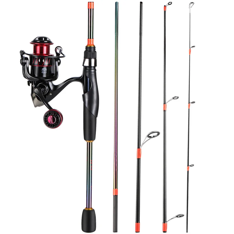 Sougayilang Spinning Fishing Combo 1.8m-2.4m Carbon Fiber Rod and 5.2:1 High Speed Reel Kit Pesca |