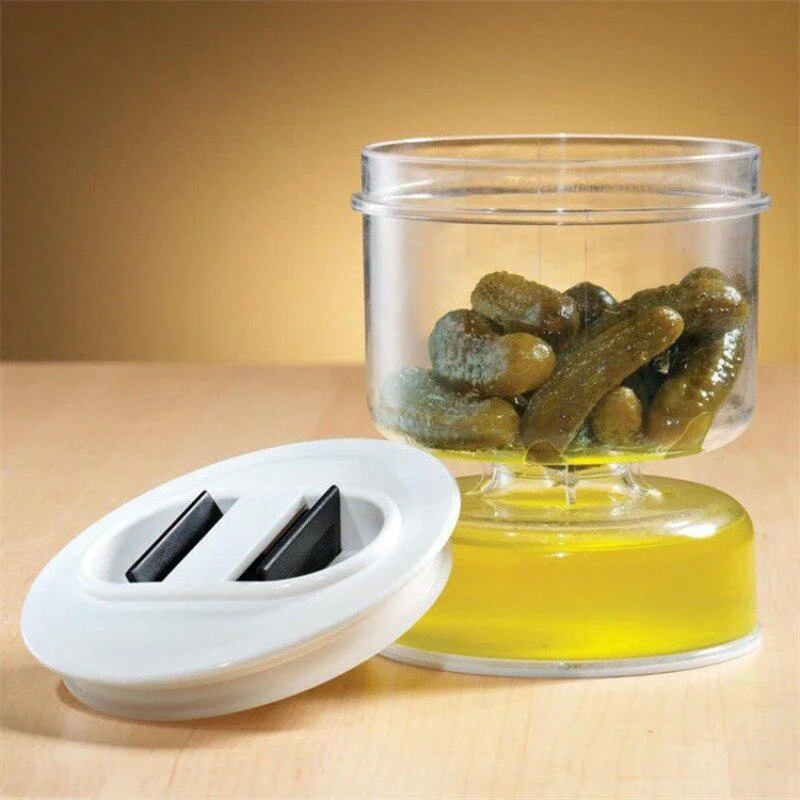 

Pickles Jar Dry and Wet Dispenser Olives Hourglass Jar Container for Home Kitchen Making Juice Separator