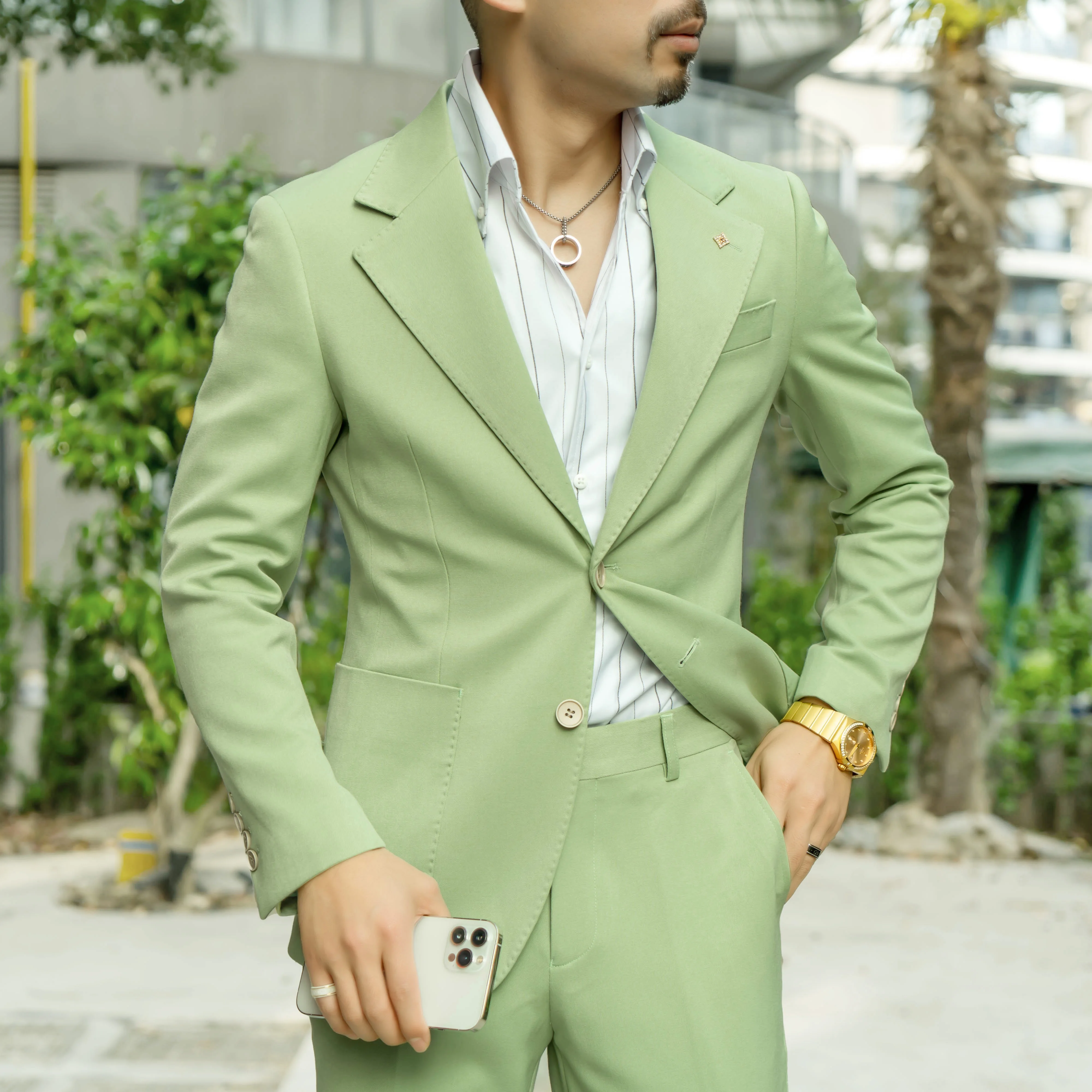 

2Pieces Top Quality Summer Green Wedding Suits Men Clothing 2022 Slim Fit Business Formal Wear Blazer Jackets + Pants Sets 4XL-S