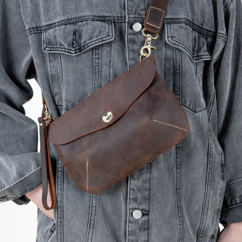 

AETOO Original Japanese handmade bag men's leather chest bag casual carry-on small bag cowhide one-shoulder messenger bag trend